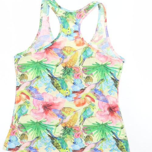 Gaw essentials Womens Multicoloured Geometric Polyester Basic T-Shirt Size S Scoop Neck