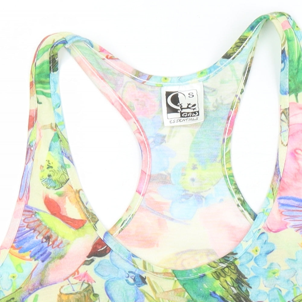 Gaw essentials Womens Multicoloured Geometric Polyester Basic T-Shirt Size S Scoop Neck