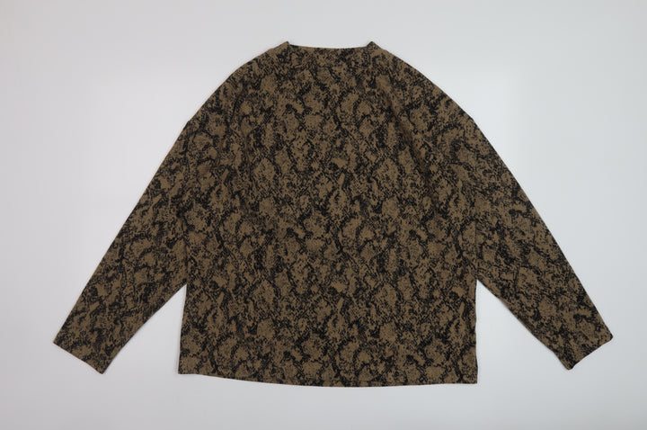 Marks and Spencer Womens Beige Mock Neck Animal Print Polyester Pullover Jumper Size 16