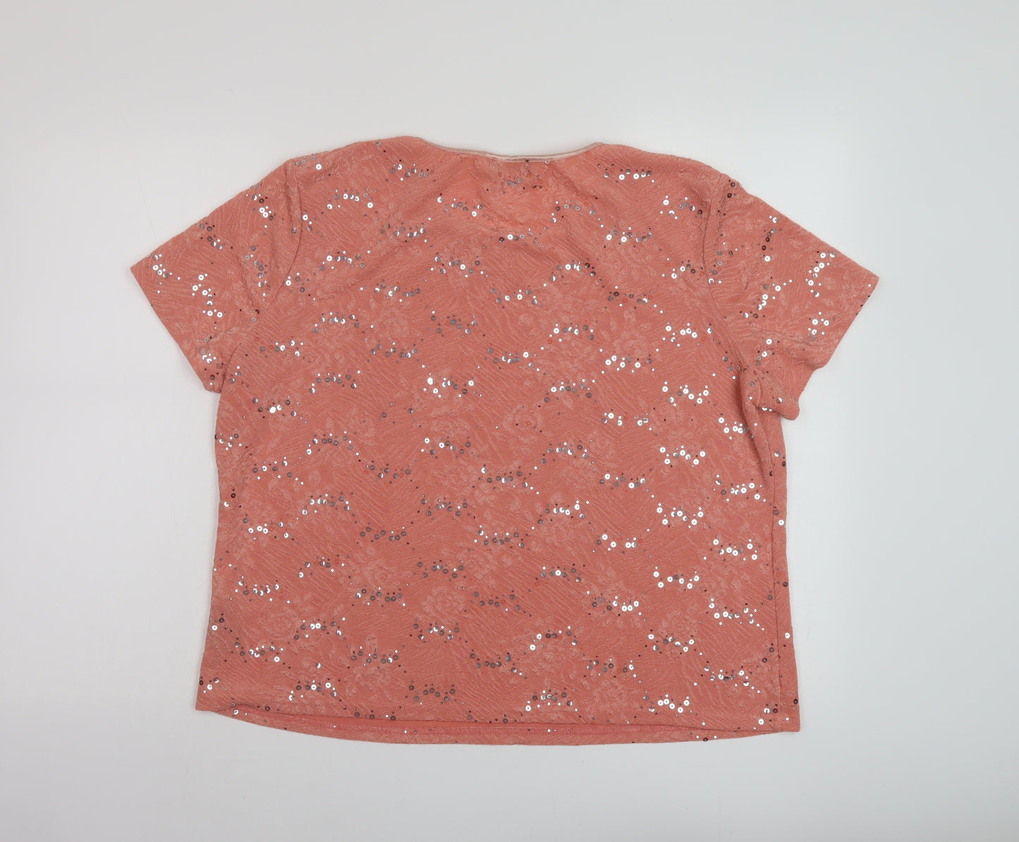 Anna Rose Womens Orange Polyester Basic T-Shirt Size 2XL Crew Neck