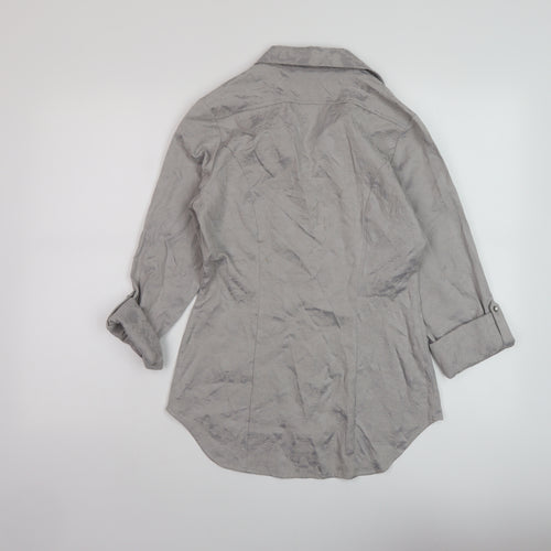 NEXT Womens Grey Cotton Basic Button-Up Size 10 Collared