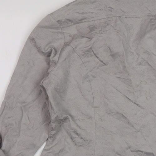 NEXT Womens Grey Cotton Basic Button-Up Size 10 Collared