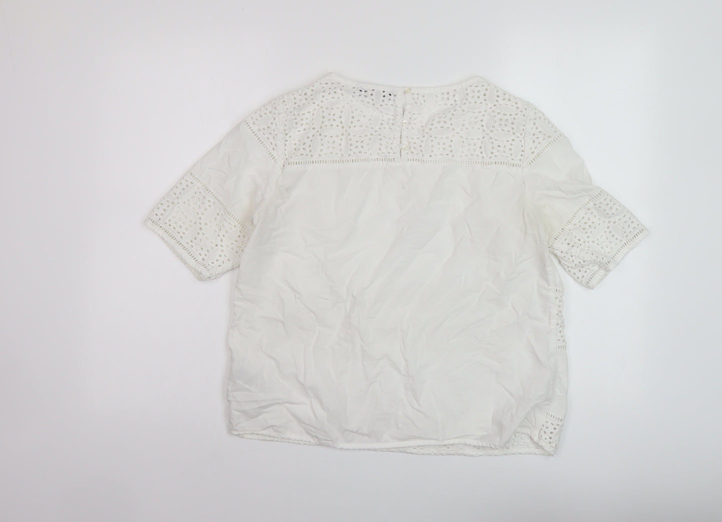 Marks and Spencer Womens White Cotton Basic T-Shirt Size 14 Round Neck