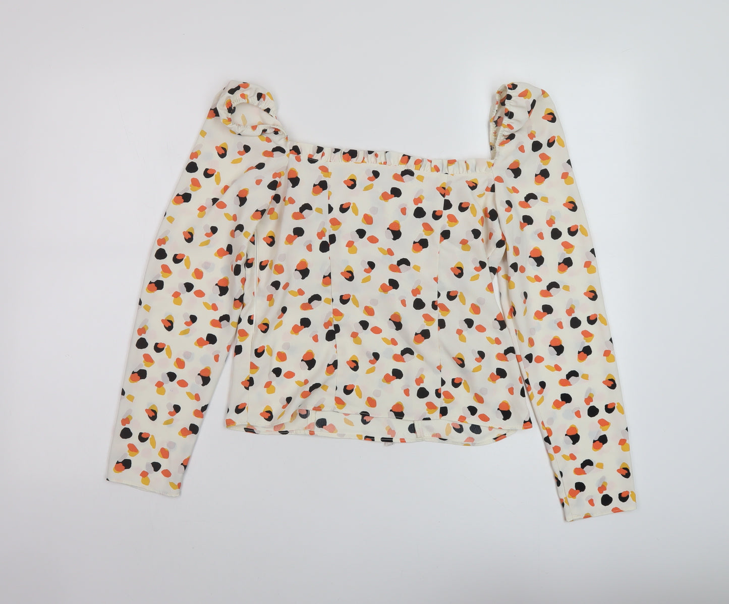 River Island Womens Ivory Geometric Polyester Basic Blouse Size 8 Sweetheart