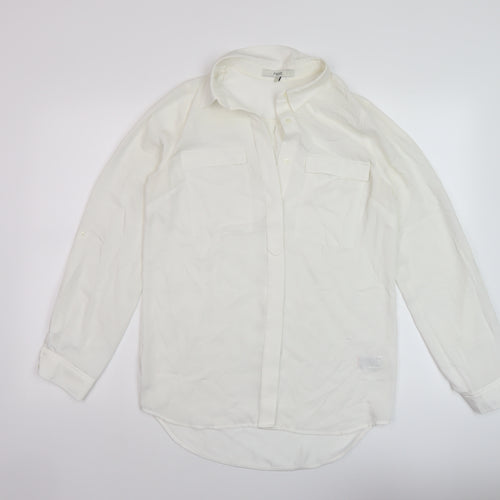 NEXT Womens Ivory Polyester Basic Blouse Size 8 Collared