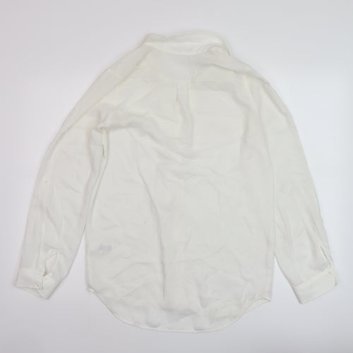 NEXT Womens Ivory Polyester Basic Blouse Size 8 Collared