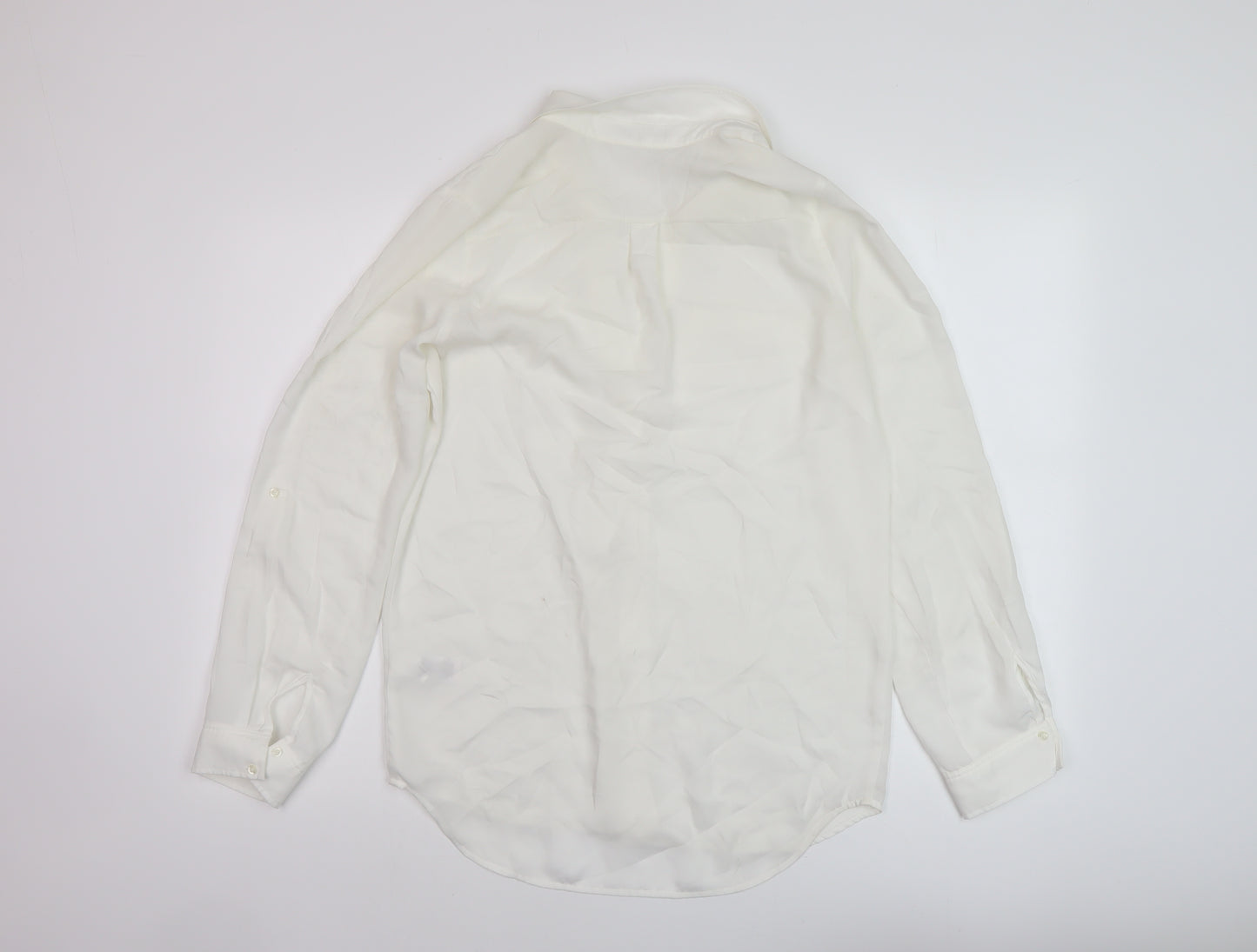 NEXT Womens Ivory Polyester Basic Blouse Size 8 Collared