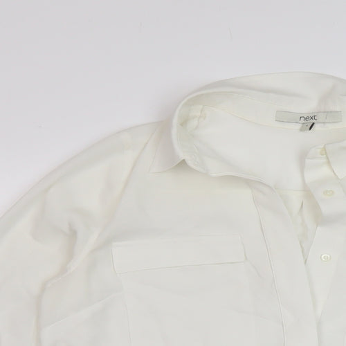 NEXT Womens Ivory Polyester Basic Blouse Size 8 Collared