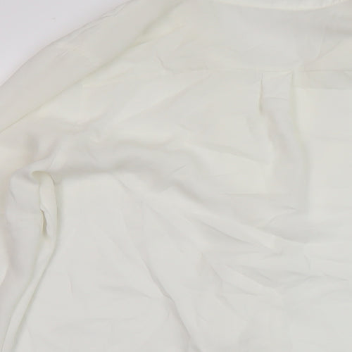 NEXT Womens Ivory Polyester Basic Blouse Size 8 Collared