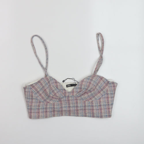 Zara Womens Pink Cotton Cropped Tank Size M Sweetheart