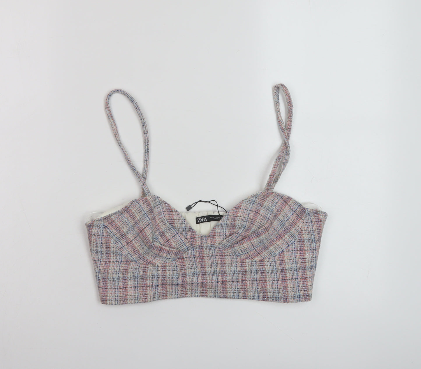Zara Womens Pink Cotton Cropped Tank Size M Sweetheart