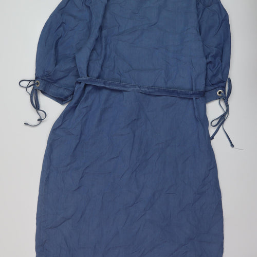 Donatella Womens Blue Lyocell A-Line Size 18 Round Neck Pullover