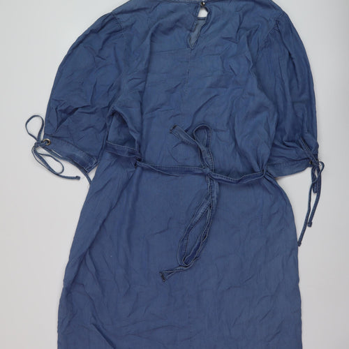 Donatella Womens Blue Lyocell A-Line Size 18 Round Neck Pullover
