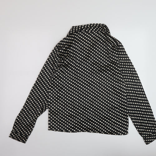 Boohoo Womens Black Polka Dot Polyester Basic Blouse Size 6 V-Neck