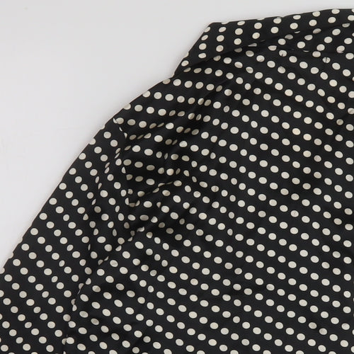 Boohoo Womens Black Polka Dot Polyester Basic Blouse Size 6 V-Neck