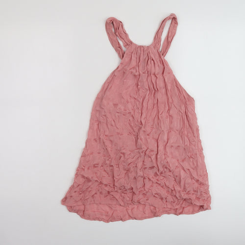 Zara Womens Pink Animal Print Polyester Basic Tank Size S Round Neck