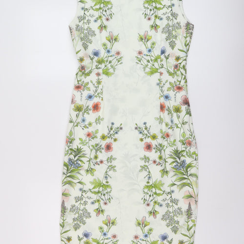 NEXT Womens Multicoloured Floral Polyester Sheath Size 10 Round Neck Zip