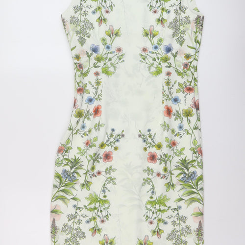 NEXT Womens Multicoloured Floral Polyester Sheath Size 10 Round Neck Zip