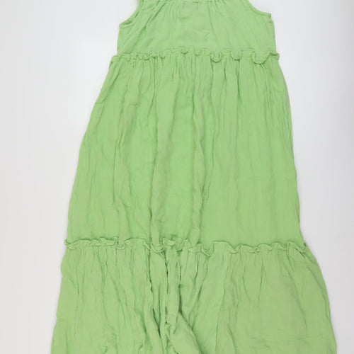 ASOS Womens Green Cotton A-Line Size 4 Round Neck Button