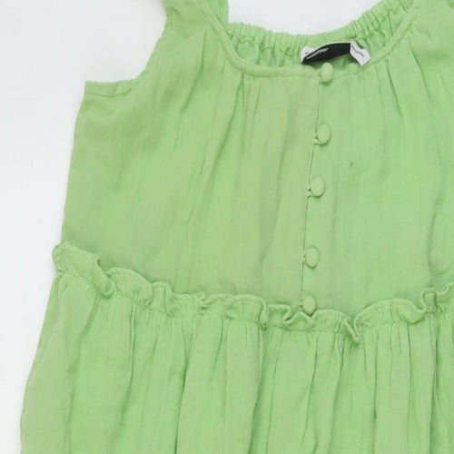 ASOS Womens Green Cotton A-Line Size 4 Round Neck Button