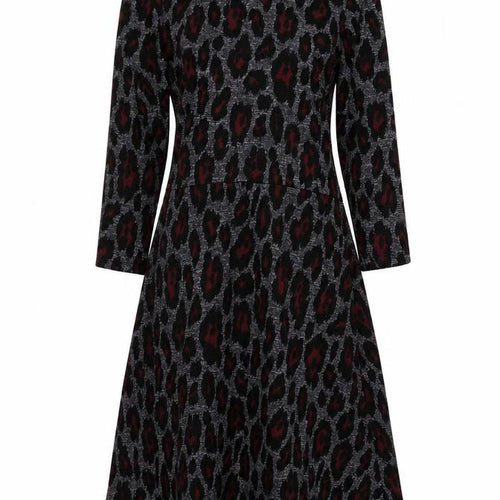 Dorothy Perkins Womens Grey Animal Print Polyester A-Line Size 12 Mock Neck Zip
