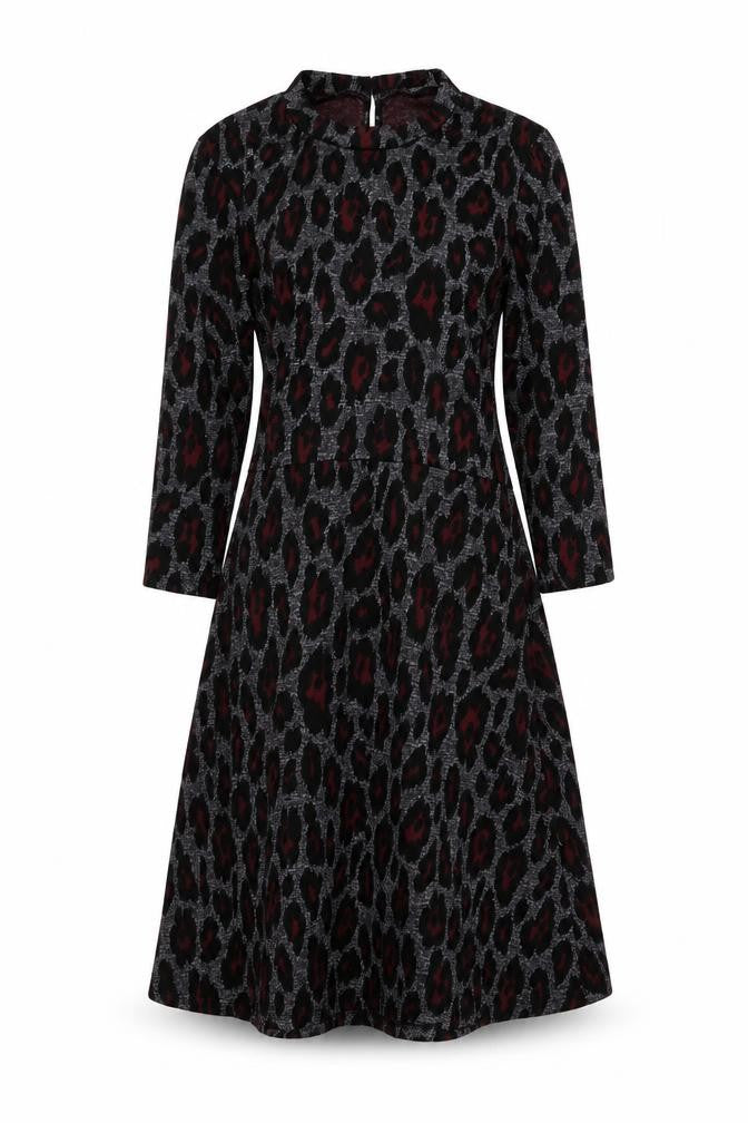 Dorothy Perkins Womens Grey Animal Print Polyester A-Line Size 12 Mock Neck Zip