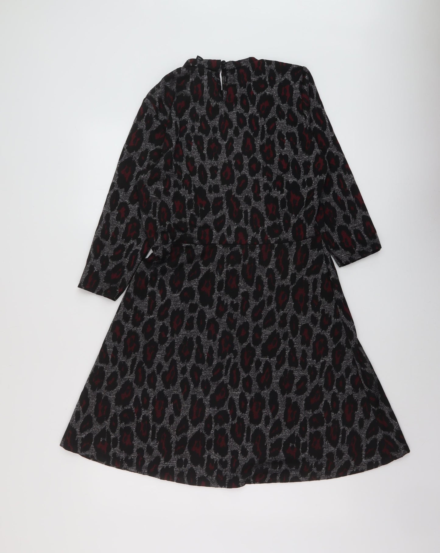 Dorothy Perkins Womens Grey Animal Print Polyester A-Line Size 12 Mock Neck Zip