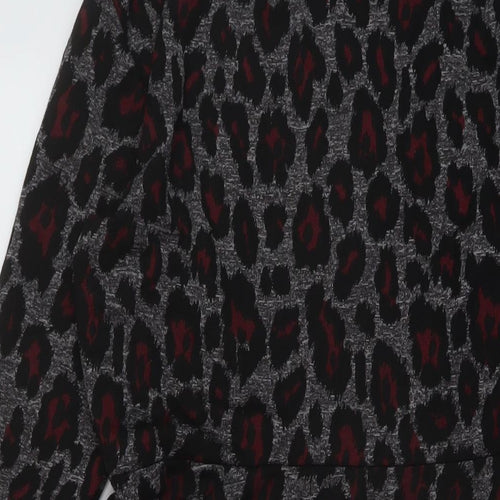 Dorothy Perkins Womens Grey Animal Print Polyester A-Line Size 12 Mock Neck Zip