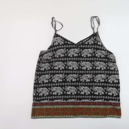 Boohoo Womens Multicoloured Geometric Polyester Basic Tank Size 12 V-Neck