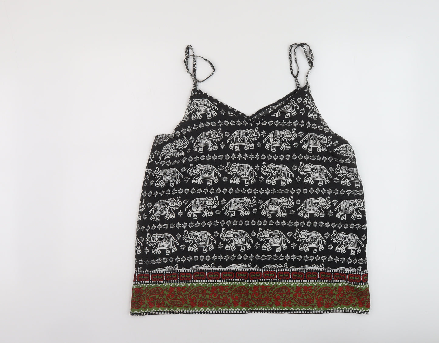 Boohoo Womens Multicoloured Geometric Polyester Basic Tank Size 12 V-Neck