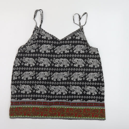Boohoo Womens Multicoloured Geometric Polyester Basic Tank Size 12 V-Neck