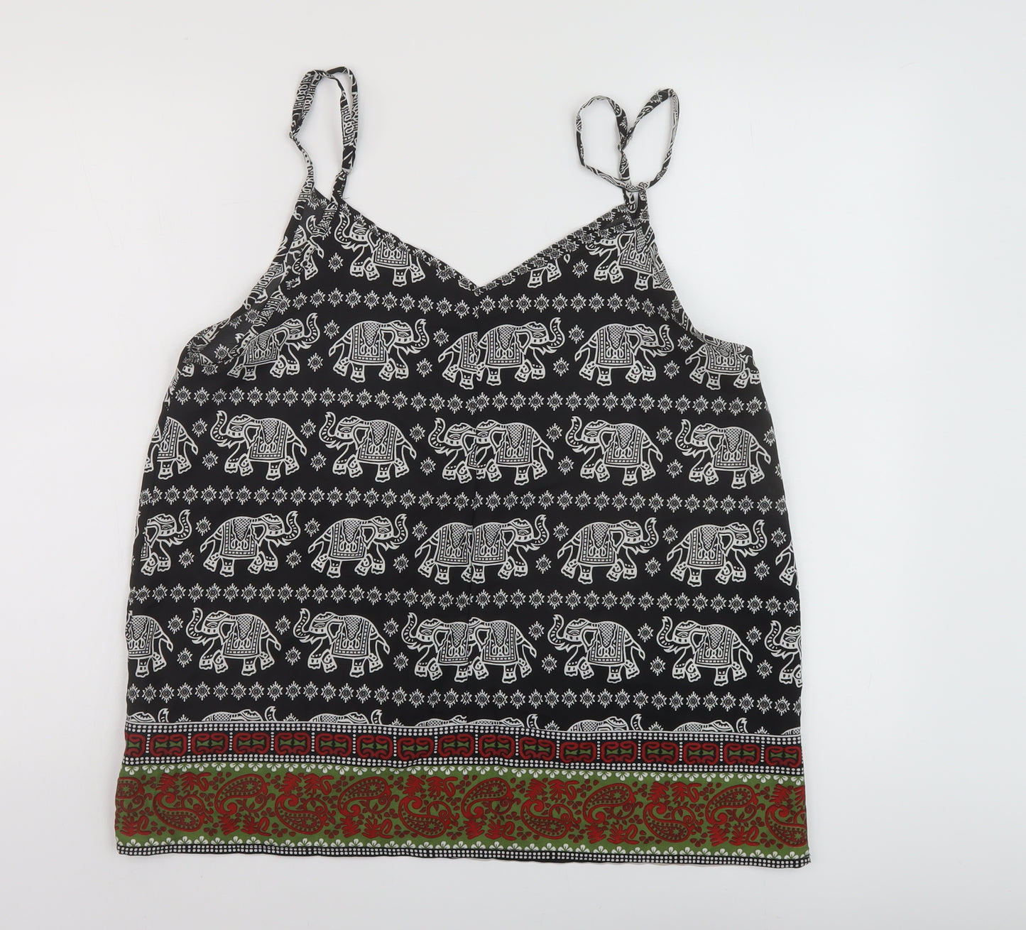 Boohoo Womens Multicoloured Geometric Polyester Basic Tank Size 12 V-Neck