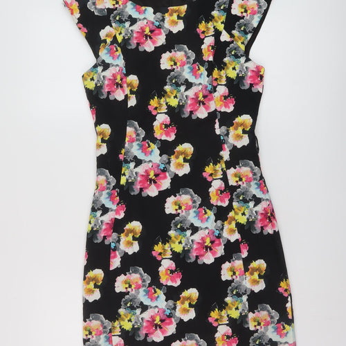 Apricot Womens Beige Floral Cotton Sheath Size S Round Neck Zip