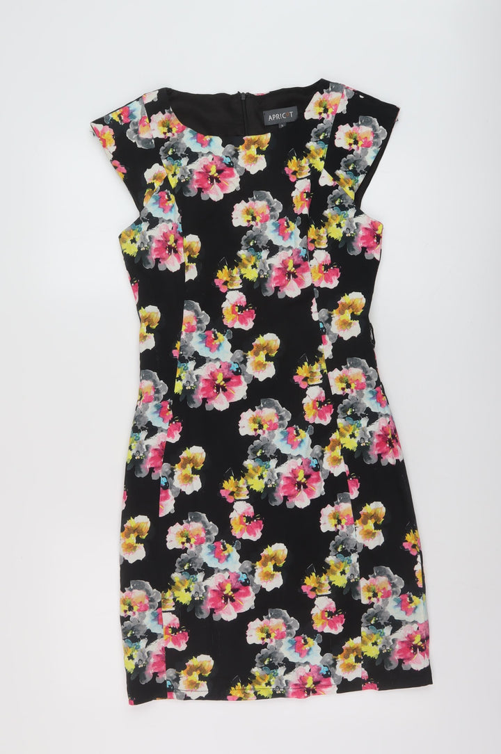 Apricot Womens Beige Floral Cotton Sheath Size S Round Neck Zip