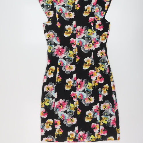 Apricot Womens Beige Floral Cotton Sheath Size S Round Neck Zip