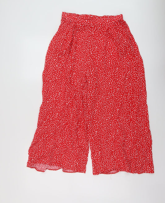 Nobody's Child Womens Red Geometric Viscose Trousers Size 10 L20 in Regular