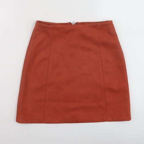 New Look Womens Red Polyester Mini Skirt Size 6 Zip