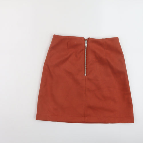 New Look Womens Red Polyester Mini Skirt Size 6 Zip