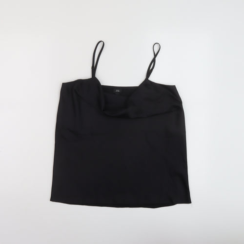 River Island Womens Black Polyester Basic Tank Size 8 Cowl Neck