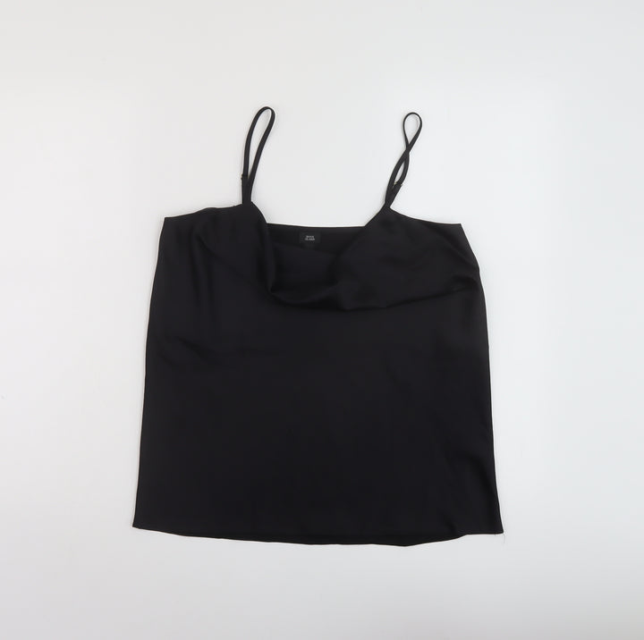 River Island Womens Black Polyester Basic Tank Size 8 Cowl Neck