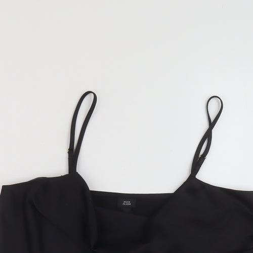 River Island Womens Black Polyester Basic Tank Size 8 Cowl Neck
