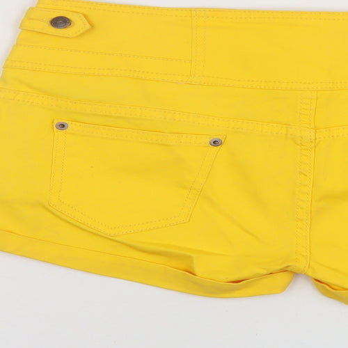 Blinq Womens Yellow Cotton Hot Pants Shorts Size 14 L3 in Regular Button