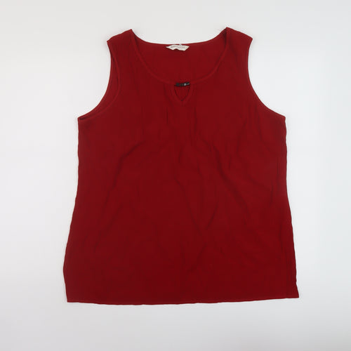 Bonmarché Womens Red Viscose Basic Tank Size 16 Round Neck