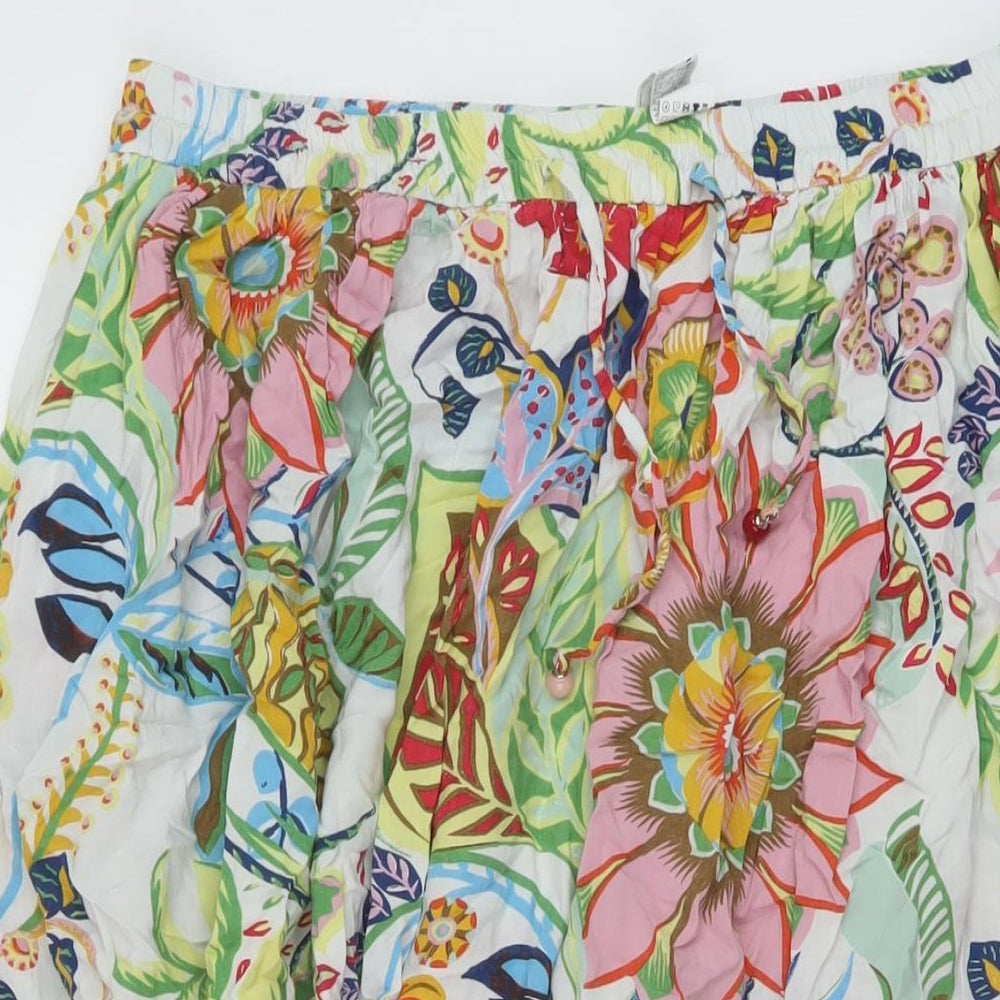 Zara Womens Multicoloured Floral Viscose A-Line Skirt Size XL Drawstring