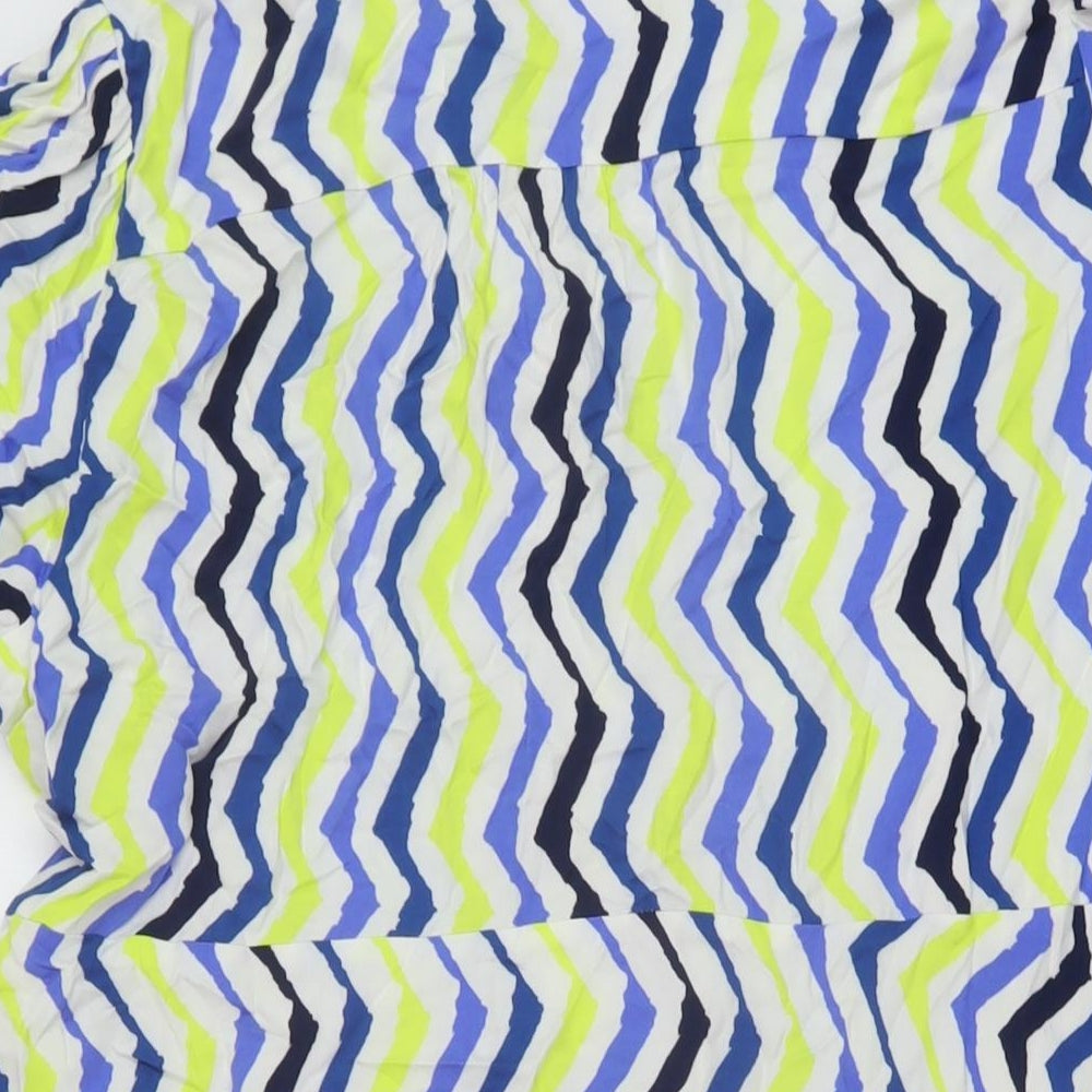 Marks and Spencer Womens Multicoloured Geometric Viscose A-Line Size 18 Collared Button