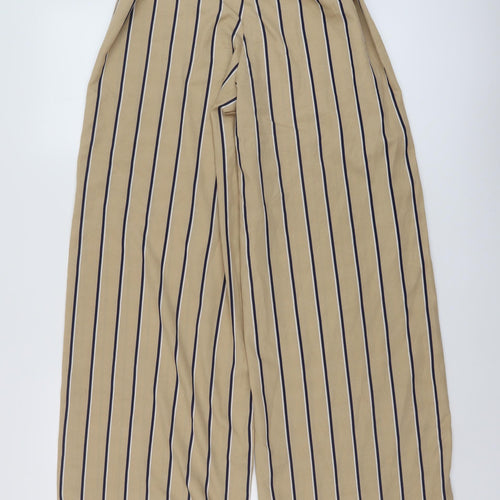 Missguided Womens Beige Striped Polyester Trousers Size 6 L31 in Regular