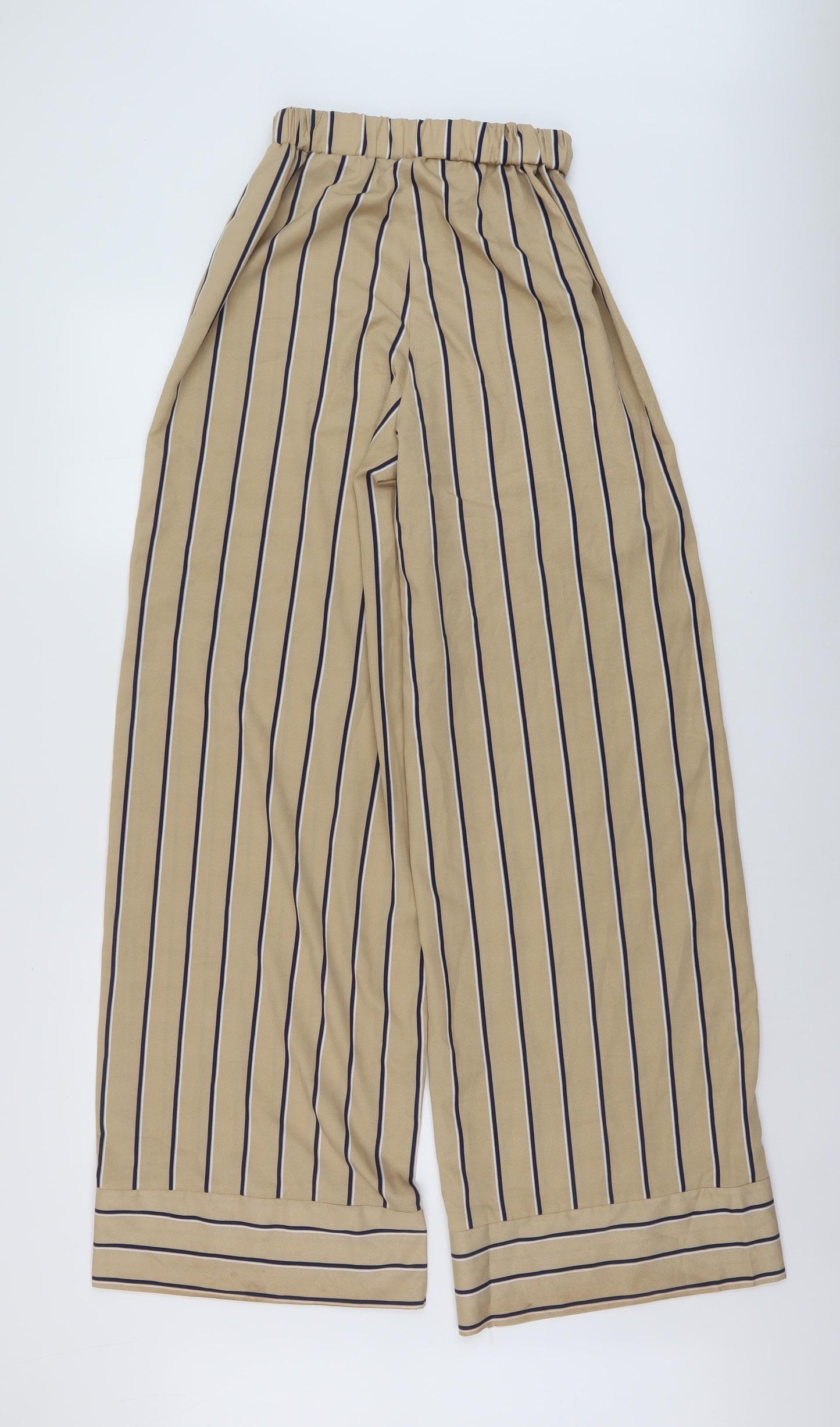 Missguided Womens Beige Striped Polyester Trousers Size 6 L31 in Regular