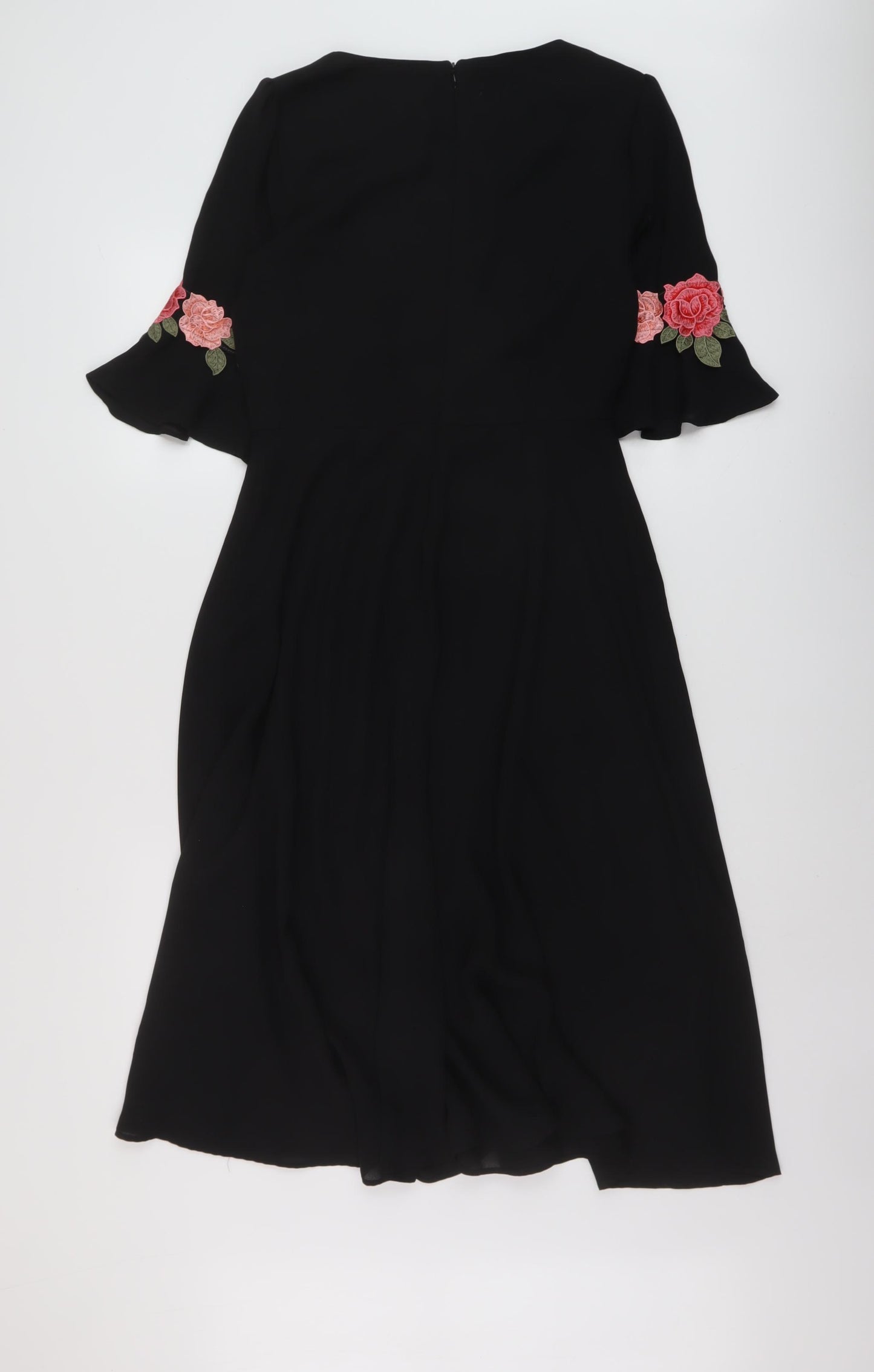 Oasis Womens Black Polyester A-Line Size 8 Round Neck Zip