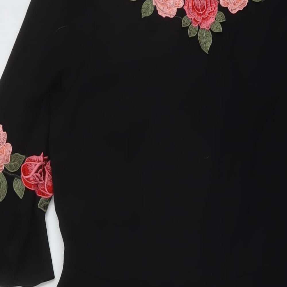 Oasis Womens Black Polyester A-Line Size 8 Round Neck Zip