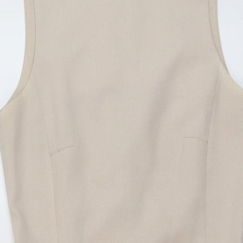 NL Collection Womens Beige Polyester Sheath Size 12 Round Neck Zip